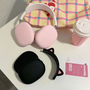 เคสสำหรับ AirPods Max น่ารักกันรอยขีดข่วนแผ่นรองหูแมวซิลิโคนเคสโปร่งใสการ์ตูนน่ารักที่ครอบป้องกันหูถ้วยหู