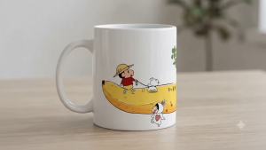 Customized Crayon Shin-chan Anti-Anxiety Mug Dont Be Anxious Banana Healing Ceramic Mug Cute and Fun Gift