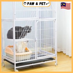 Malaysia ready Stock 4  LEVEL XL PET CAGE (95 X  65 X 150 CM) CAT CAGE SANGKAR KUCING SQUARE PIPE CAT HOUSE SLEEP FENCE