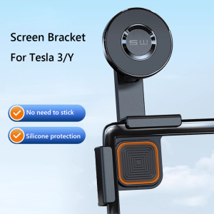 Magnetic Universal Car Mount for Tesla 3/Y Screen Phone Mount Foldable Hidden Phone Holder for iPhone 15 14 13 12 Series