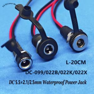 DC5.5x2.1/2.5mm Waterproof Power Jack Socket DC022B/022K/022X/099 Panel Mount Female Plug Connector Adapter with 20cm Wire