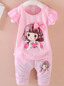 Summer Outfit for Girls 2 Years Old Korean Style Cotton Two-Piece Set Breathable Moisture-Wicking Antibacterial Lightweight