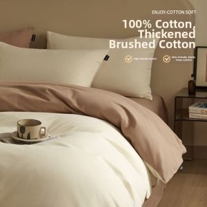 Thick Warm Pure Cotton Flannel Bedding Set 4 Pieces