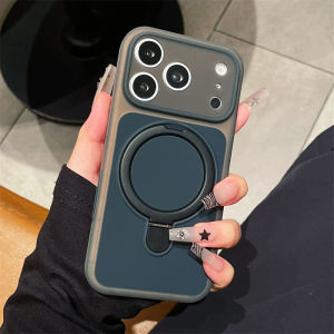 Luxury Jelly Liquid Silicone Metal Folding Holder Magnetic Matte Case for iPhone 17 16 15 14 13 Pro Max For Magsafe Bumper Cover