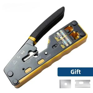 Kebidumei | RJ45 Crimp Tool Pass Through Ethernet Crimping Tool Wire Tool for Cat6 Cat5 Cat5e RJ45 Connectors Ethernet All-in-one Wire Tool