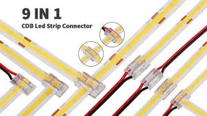 8pcs LED Connector Solderless 9 in 1 Transparent Connectors DIY L T X Shape 15cm Wire For 2pin 8mm 10mm COB LED Strip Lights