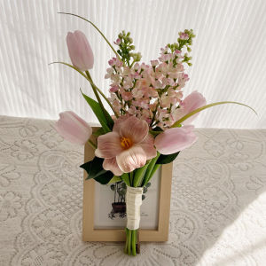 Korean Style Minimalist Feel Tulip Artificial Flower Get a Certificate Wedding Wedding Bridal Gown Photography Bridal Bouquet