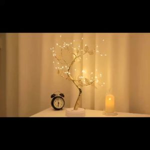 Copper Wire Golden Tree Night Light Battery Powered Touch Switch 24LED Warm White Tabletop for Home Restaurant Bedroom Decor