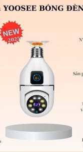 [Bảo hành 24 tháng] Camera WIFI YOOSEE BÓNG ĐÈN 2 MẮT (1 CỐ ĐỊNH 1 XOAY) thế hệ mới - xoay 360 độ xem đêm có màu kèm chui cắm thông minh - Hàng nhập khẩu