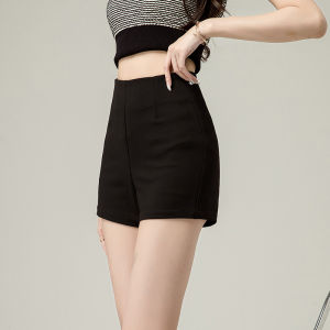 MiiOW | กางเกงขาสั้นเอวสูงทรงเอเข้ารูปสำหรับผู้หญิง กางเกงขาสั้นทรงเข้ารูปสีดำ กางเกงขายาวทรงเข้ารูปสำหรับผู้หญิงในช่วงฤดูร้อน