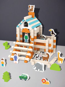 Luban Mortise Building Blocks Moving Handmade DIY Assembling Small Architect House Cottage Kids Educational Wooden Toys