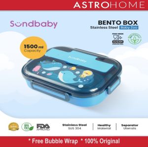 Bolde - Sundbaby Baby Zoo Box Kotak Bekal Makan Anak Lunch Box Bento Box Stainless Steel BPA Free 1500 ml