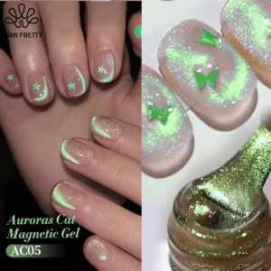 BORN PRETTY 10ml Green Auroras Cat Eye Gel Nail Art Polish Reflective Sparkling Glitter Semi Permanent Soak Off LED UV Varnish