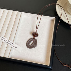 สร้อยคอจี้เรขาคณิตสไตล์เกาหลี โซ่ยาว สร้อยคอสเวตเตอร์สำหรับผู้หญิง โซ่ยาว โซ่ทอง โซ่เงิน โซ่ทองแดง โซ่ทองแดง