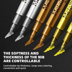 5 cái nổi bật Bút đánh dấu kim loại bút đầu cọ vàng bạc cứng Nib Vẽ Sơn Tự Làm Thủ Công vĩnh viễn trên giấy/cốc/Đồ chơi