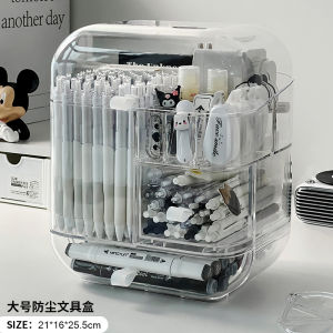Pen Holder Storage Box Accessible Luxury Fancy Student Kids Boys and Girls with Lid Stationery Organizing Storage Rack Minimalist Office Desk Surface Panel Cute Large Capacity Multifunctional Creative Transparent Gift Decoration