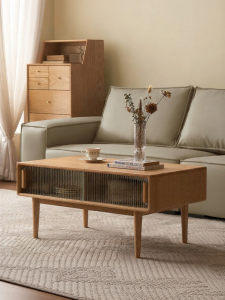 YUANSHI YUANSU | Solid Wood Modern Minimalist Glass Tea Table