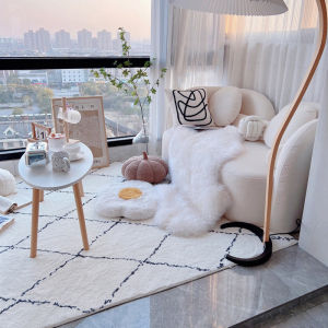 Modern Minimalist Bedroom Carpet Living Room Tea Table Rug Balcony Casual Area Mat Stripe Pattern Rectangular Machine Washable