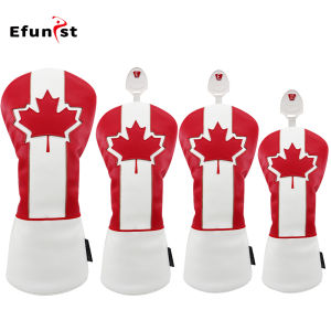 Golf Club Cover For Driver Fairway Hybrid Waterproof Protector Set Maple Leaf Styles PU Leather Soft Durable Golf Wood Covers