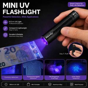 Alonefire | 365nm/395nm Mini UV Led Flashlight USB Rechargeable Nail Light Torch Pet Urine Tinea Money Porcelain Jade Scorpion Check Lamp