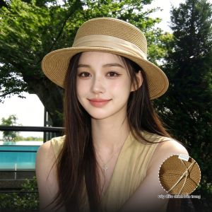 Cgediao | Mũ Rơm Mũi Dẹt Kích Thước Lớn Phong Cách Nghỉ Dưỡng