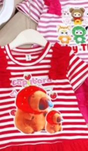 Váy Thun Cotton PhốiThô Mềm In Hình Baby Three. Váy Đầm thun cotton bé gái size nhí đại 10- 40kg