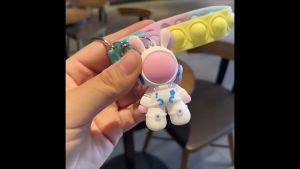 Móc khóa phi hành gia tai thỏ kèm dây popit phụ kiện trang trí balo túi xách dễ thương móc khóa hoạt hình sáng tạo mới  - TKL STORE