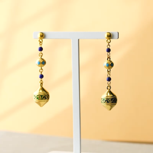 Chow Sang Sang 周生生 999 24K Gold Cultural Blessings Honeysuckle Motif Inspired Earrings for Women 95614E