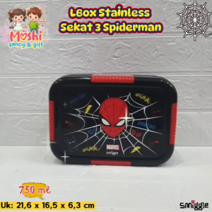 Lunch Box Stainless Spiderman / Kotak Makan Sekat Stainless Motif Karakter Anak Laki-Laki / Bekal Anak Sekolah Bahan Stainless