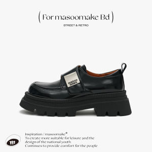Masoomake 2025 Winter Thick Heel Chunky Sole Loafers Womens Shoes British Style Versatile Heightening Leather Shoes for Daily Wear
