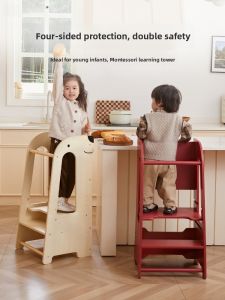 Asweets Baby Learning Tower Childrens Montessori Early Education Step Stool Bathroom Washing Step Stool Four-Sided Protection with Blackboard