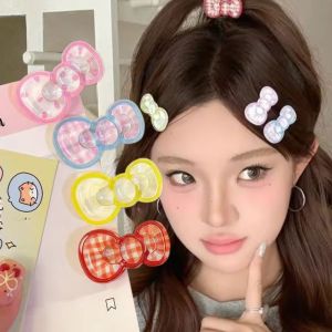 4Pcs Candy Clear Bow Hair Clips for Girls Colorful Acrylic Hairpins Sweet Trendy Daily Hair Accessories Gift