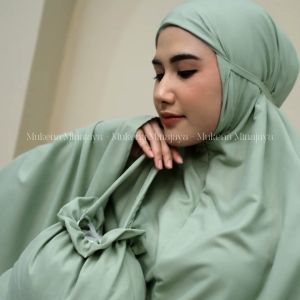 MINAJAYA - Mukena Dewasa Travelling Polos 2in1 Resleting Katun Premium Free Tasbih