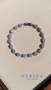 Neriza Jewelry/ข้อมือเพชรสังเคราะห์ประกายไฟเทียบเท่าเพชรแท้ เครื่องประดับออกงาน เจ้าสาว จัดส่งพร้อมกล่อง NB028