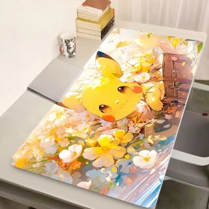 Bandai | Kawaii Pink Sakura Pokemon Pikachu Anime Gaming Mouse Pad Non-Slip Extended Desk Mat for PC Laptop Keyboard Accessories