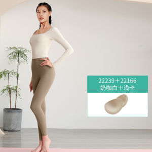 YiqiLian Yoga Fitness Short Top Womens Long Sleeve T-Shirt Color Block Shoulder Strap Square Collar Butterfly Back Design