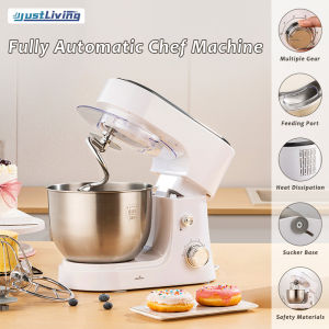 JustLiving 4L Multifunctional Mixer Vertical Food Mixer Dough Mixer Alautomatic Egg Beater Household Chef Machine Stainless Steel Mixing Barrel Three Components of Kneading/ stirring/sending