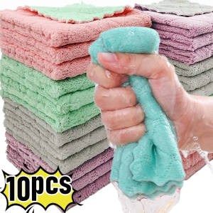 Microfiber Towel Absorbent Kitchen Cleaning Cloth Non-stick Oil Dish Towel Rags Napkins Tableware Household Cleaning