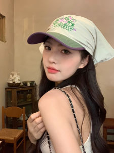 Quick Dry Color Block Hat Scarf Women Summer Fun Embroidery Outdoor Skateboarding Camping Sunshade Baseball Cap Scarf Hat