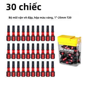Bộ Tua Vít Torx Tác Động Geinxurn 30 Món Thép S2 Từ Tính Nhiều Đầu Vặn Kèm Hộp Đựng Nhiều Màu Sắc Xanh Lá Vàng Hồng Dùng Cho Sửa Chữa Nhà Cửa