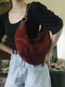 Red Suede Large Capacity Tote Bag Womens 2025 New Handheld Single Shoulder Underarm Hobo Bag Crossbody Dumpling Bag