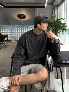 Bish Street Retro Original Design Simple Casual Loose Fashionable Streetwear round Neck Versatile Basic Breathable Long Sleeve T-Shirt