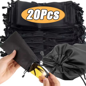 20pcs Black Sunglasses Pouch / Premium Soft Cloth Eyeglasses Storage Bag / Waterproof Dustproof Eyeglasses Bag
