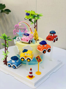 ของตกแต่งวันเกิดแบบตัวการ์ตูน Super Baby Bus Helicopter Fly Car Cake Decoration Boy Birthday Costume ของตกแต่งวันเกิด