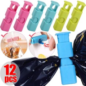 1-12Pcs Squeeze Bread Bag Clips Reusable Fresh Food Sealing Plastic Clips Snack Bags Sealed Spring Clamp Home Kitchen Storage