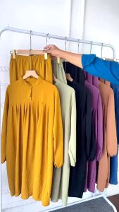 Setelan Wanita Kekinian Tunik +Celana ONE SET Fatima Terbaru Bahan Crinkle Airflow Premium