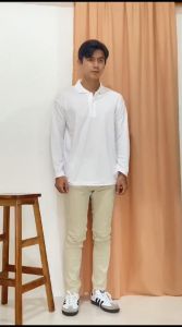 KaosKerah polos panjang warna putih - kaos kerah lengan panjang PUTIH bahan katun - Kaos Kerah Polos Bahan Katun Premium - kaos kerah pria putih polos - kaos kerah pria