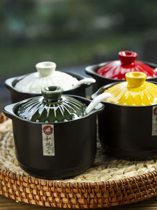 High Temperature Resistant Ceramic Seasoning Jar Kitchen Use Salt Pot Hot Oil Container Storage Bottle Slow Cooker Cover Bowl