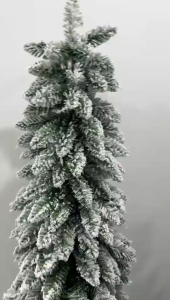 5/6/7/8FT Artificial Slim Snow Christmas Tree Metal Stand Christmas Decoration For Holiday