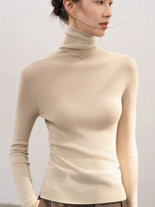 chaqi | Womens Soft Wool Slim Fit Base Shirt Spring Autumn New Style Fashionable Knitted Sweater Thin Pile Collar Lightweight Sweater